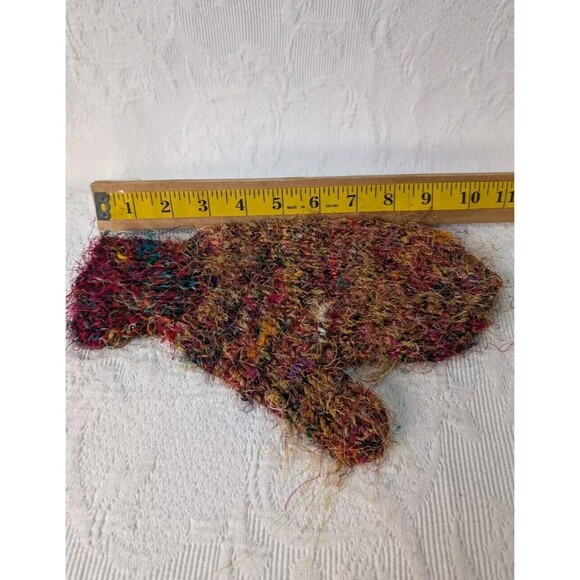 Nepal Silk Woven Beanie Gloves Handknit Multicolor Tassels Fleece Boho Hippie - Picture 9 of 10